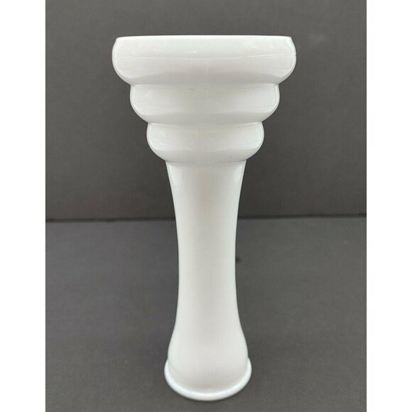 Randall White Milk Glass Vase Pedestal Beehive Base Vintage Art Deco Glassware - Picture 4 of 5